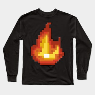 Pixel art - Flame black version Long Sleeve T-Shirt